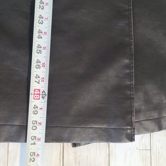 Topshop Black Faux Leather Trench Coat Womens 12 Classic Quiet Luxury Old Money - Picture 7 of 10